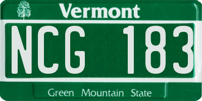 VT license plate NCG183