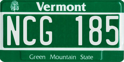 VT license plate NCG185