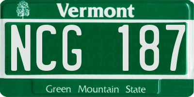 VT license plate NCG187