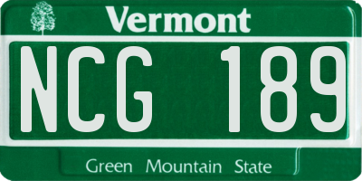 VT license plate NCG189