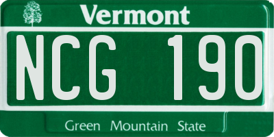 VT license plate NCG190