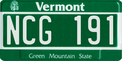 VT license plate NCG191