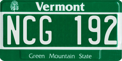 VT license plate NCG192