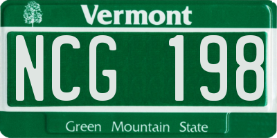 VT license plate NCG198