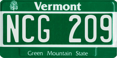 VT license plate NCG209