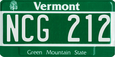 VT license plate NCG212