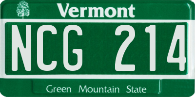 VT license plate NCG214