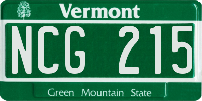 VT license plate NCG215