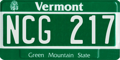 VT license plate NCG217