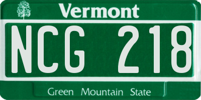 VT license plate NCG218