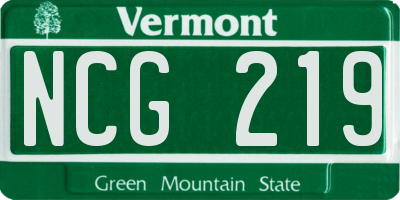 VT license plate NCG219
