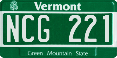 VT license plate NCG221