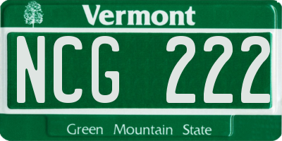 VT license plate NCG222