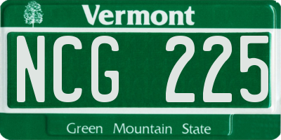 VT license plate NCG225