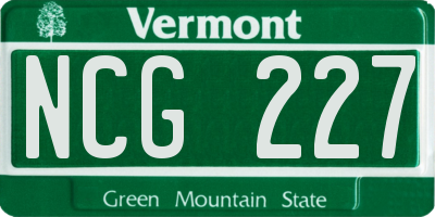VT license plate NCG227