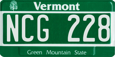 VT license plate NCG228