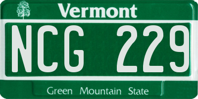 VT license plate NCG229