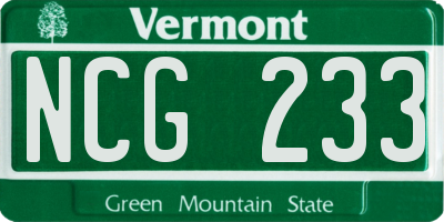 VT license plate NCG233