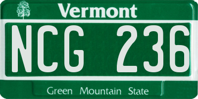 VT license plate NCG236