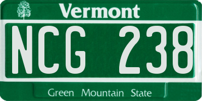 VT license plate NCG238