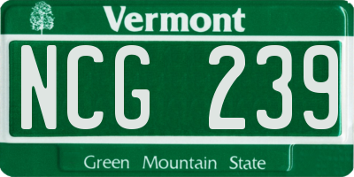 VT license plate NCG239