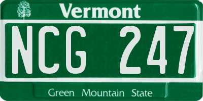 VT license plate NCG247