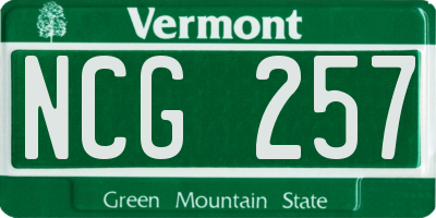 VT license plate NCG257
