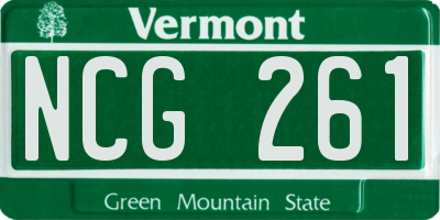 VT license plate NCG261
