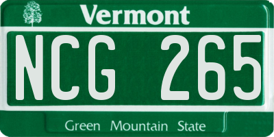 VT license plate NCG265