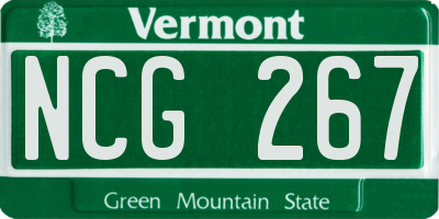 VT license plate NCG267