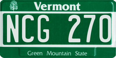 VT license plate NCG270