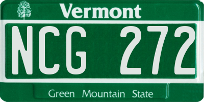 VT license plate NCG272