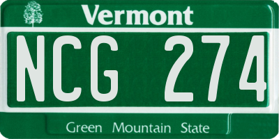 VT license plate NCG274