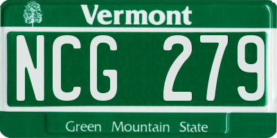 VT license plate NCG279