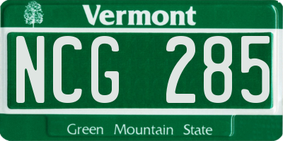 VT license plate NCG285