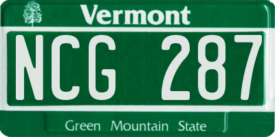 VT license plate NCG287