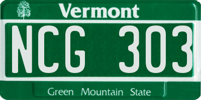 VT license plate NCG303