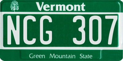 VT license plate NCG307