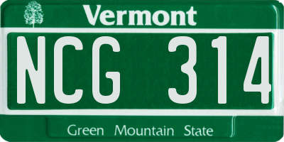 VT license plate NCG314