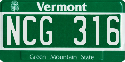 VT license plate NCG316