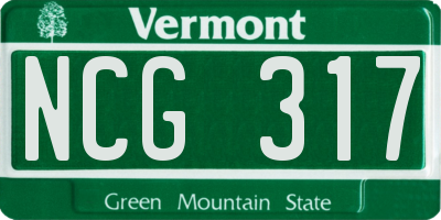 VT license plate NCG317