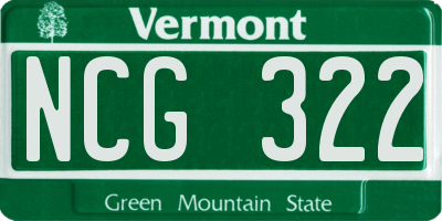 VT license plate NCG322