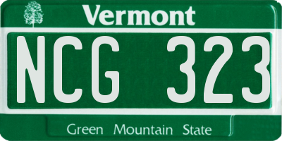 VT license plate NCG323
