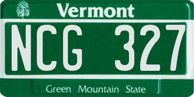VT license plate NCG327