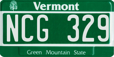VT license plate NCG329