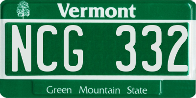 VT license plate NCG332