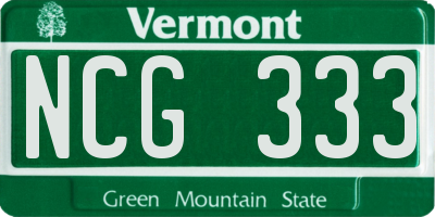 VT license plate NCG333
