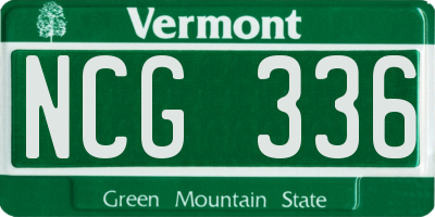 VT license plate NCG336