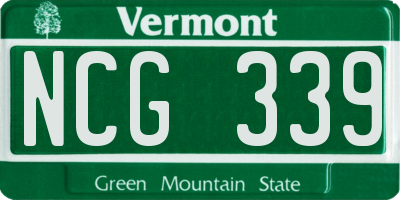 VT license plate NCG339