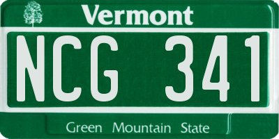 VT license plate NCG341